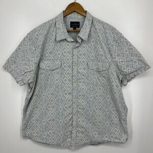 Lucky Brand Western Shirt Men's 2XL Blue Short Sleeve‎ Pearl Snap Southwestern